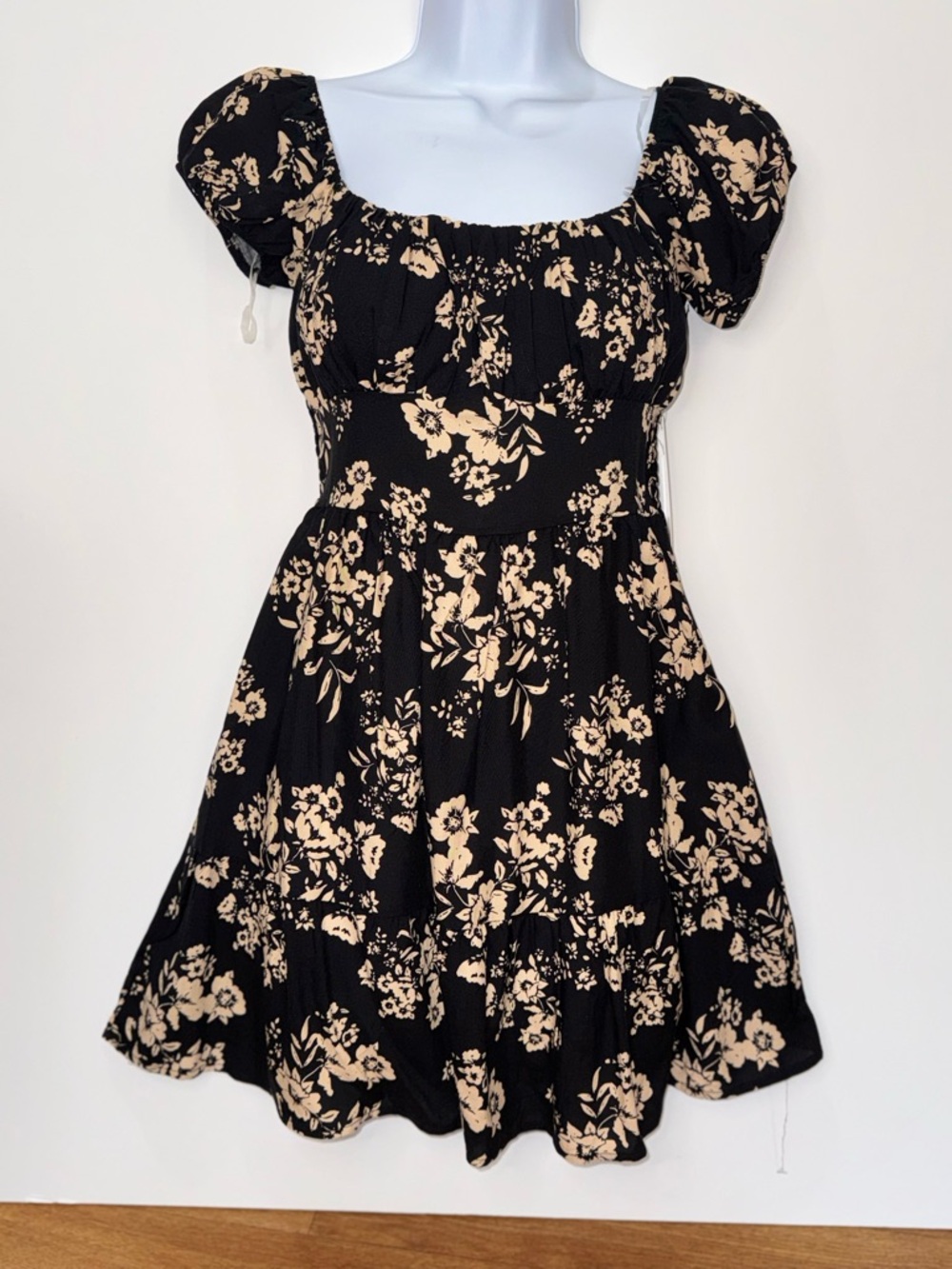FADERROSE Women's Black Floral Casual Dress